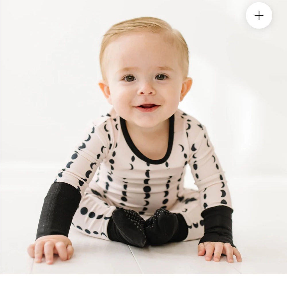 Cream and Black moon solstice pj One Piece - the Simple Seed baby co